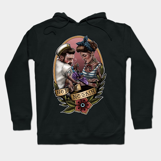 All pain and gain Hoodie by Nickdancytattoo